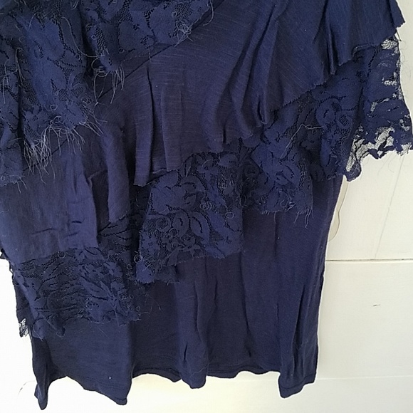 Navy Blue Lace Ruffle Racerback Tank XS - Picture 5 of 6